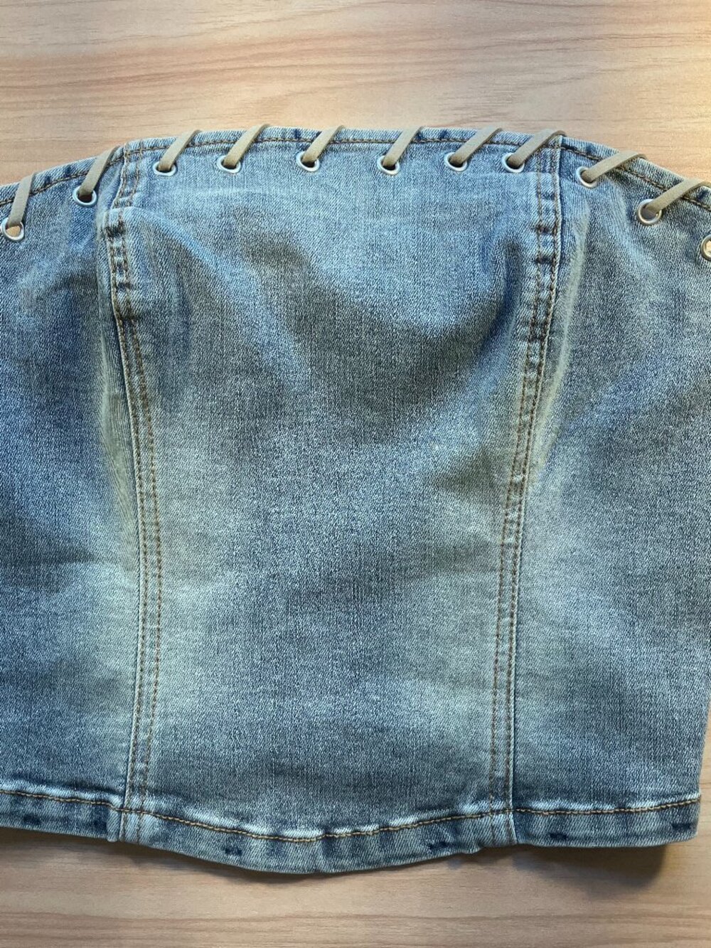 BY.DYLN Revolve NWT Davia Corset Light Denim Size S